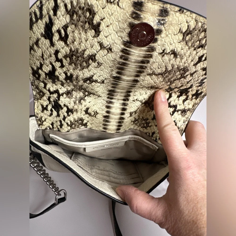 #201 Michael Michael Kors Python Half Dome Small Crossbody Bag - Picture 6 of 16